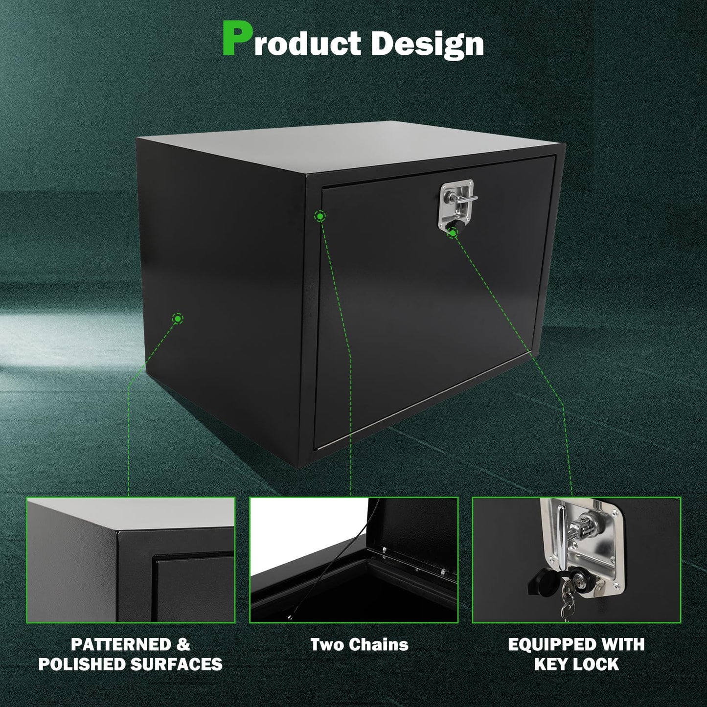 SCITOO 36" Iron Truck Bed Tool Box,Heavy Duty Crossover Storage for Most Full Size Pickups,Lockable Weatherproof Chest,Fits 36"WX24"DX24"H Truck Beds,Easy Access to Load and Unload