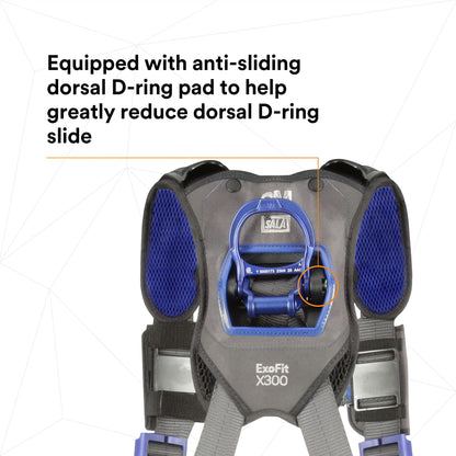 3M DBI-SALA ExoFit X300 Comfort Construction Positioning Safety Harness, Construction Fall Protection, Aluminum Back and Hip D-Rings, Auto-Locking Quick Connect Leg and Chest Buckles, 1113133, 2X