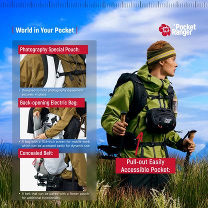 VSGO Pocket Ranger Outdoor Backpack - Expandable, Suitable for Outdoor Activities, with 24 Attachment Points (White, 25-30L)