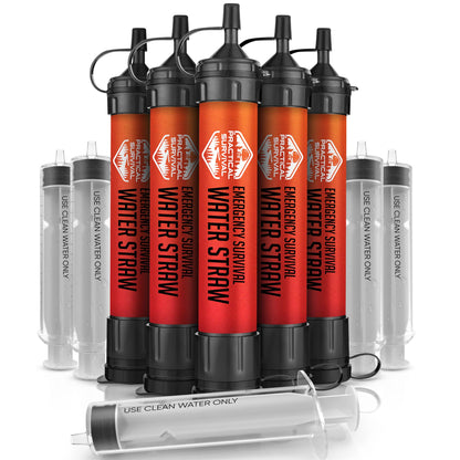 5 High-Capacity Emergency Water Straws – Lightweight, Reusable, 1800-gallon Filters for Camping, Hiking, Travel, Biking, Survival, and Emergency Preparedness - No Expiration Date - Practical Survival