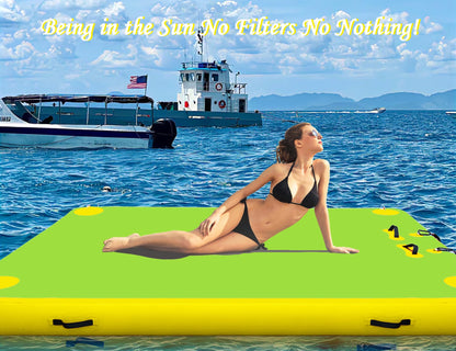 Inflatable Floating Dock for Lakes, Thick and Extra Wide Lake Floats for Adults, Non-Slip Air Dock Platform with Portable Carrying Bag, Floating Platform Island for Pool Beach Ocean