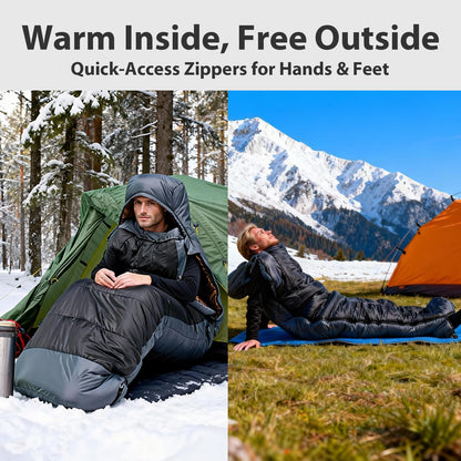 GEERTOP Portable Mummy Sleeping Bag with Graphene Lining for Adults Cold Weather 27°F to 40°F, Lightweight & Water-Resistant, Warm Compact for Camping Backpacking Hiking