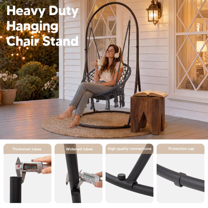 SUNCREAT Indoor Hammock Swing Chair with Stand, Hanging Chair Outdoor with Stand, 330 lbs Capacity, Patented, Grey