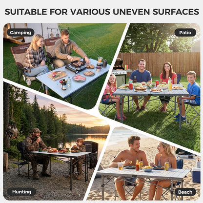 KingCamp Aluminum Camping Table Foldable, Large 53.5" Roll Up Camp Table Folding Seamless Tabletop Heavy Duty Duck Hunting Camping Tables Metal Portable Outdoor Collapsible for RV BBQ Picnic Hunting