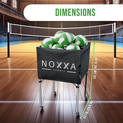 NOXXA Volleyball Cart with Wheels - Portable Volleyball Ball Cart Bag on Wheels, Collapsible Sports Ball Equipment Storage Cart for Volleybal, Indoor and Outdoor.