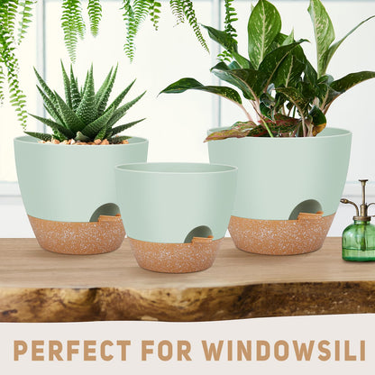 YNNICO 12" 10" 9" Large Self Watering Plant Pots, 3 Pack Flower Pots Planters with Multi Mesh Drainage Holes for Indoor Outdoor Garden Plants and Flowers.