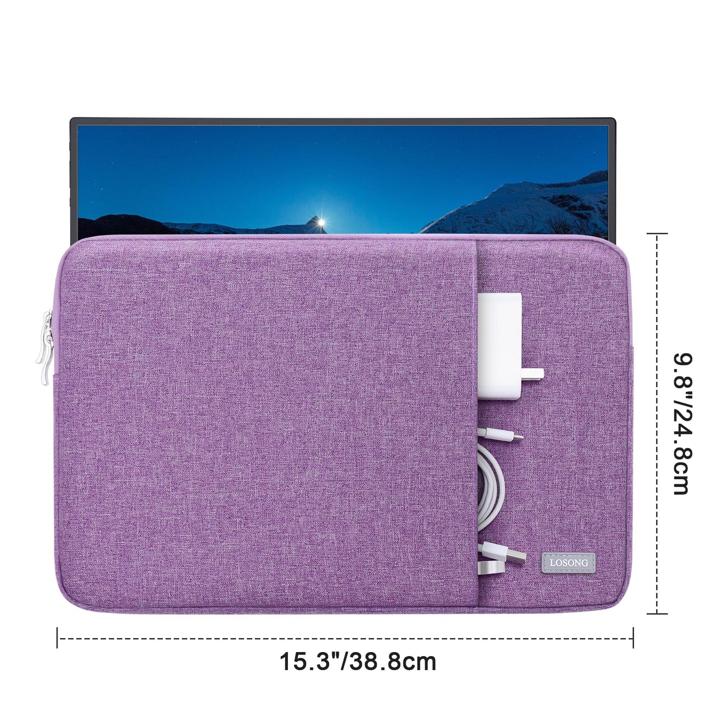 Portable Monitor Case 15.6 Inch, Protective Carrying Sleeve for Most 16.1/15.6 in Monitors, Water Resistant Portable Laptop Display Bag with Accessory Pocket, Size-15.3"x9.8" Black