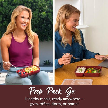 Bentgo Prep - 20-Piece Reusable Meal Prep Containers | Durable, BPA-Free, Microwave & Dishwasher Safe (Burgundy)