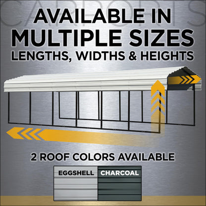 Arrow Carports Galvanized Steel Carport, RV Metal Carport Kit, 14' x 33' x 14', Eggshell