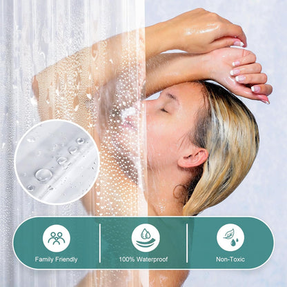 AmazerBath Heavy Duty Shower Curtain Liner - 12 Gauge Clear 72 x 72 Inches with 3 Weights & Grommets