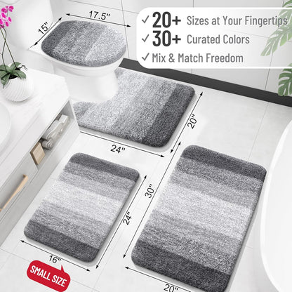 OLANLY Large Bathroom Rugs - Extra Soft Microfiber Mat 44x32 | Quick Dry, Machine Washable, Grey