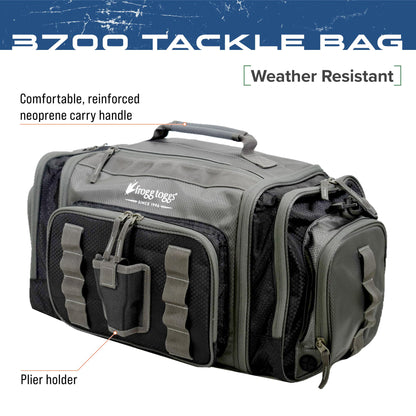 FROGG TOGGS Heavy Duty Fishing Tackle Duffle Bag, Includes Bait Trays, Black, 3700