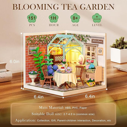 Rolife Super Creator-DIY Plastic Miniature House for Adults Mini Blocks Model Kit Building Set for Teens 8-12 DIY Crafts/Hobbies/Building Blocks Toys for Teens&ampAdults (Blooming Tea Garden)