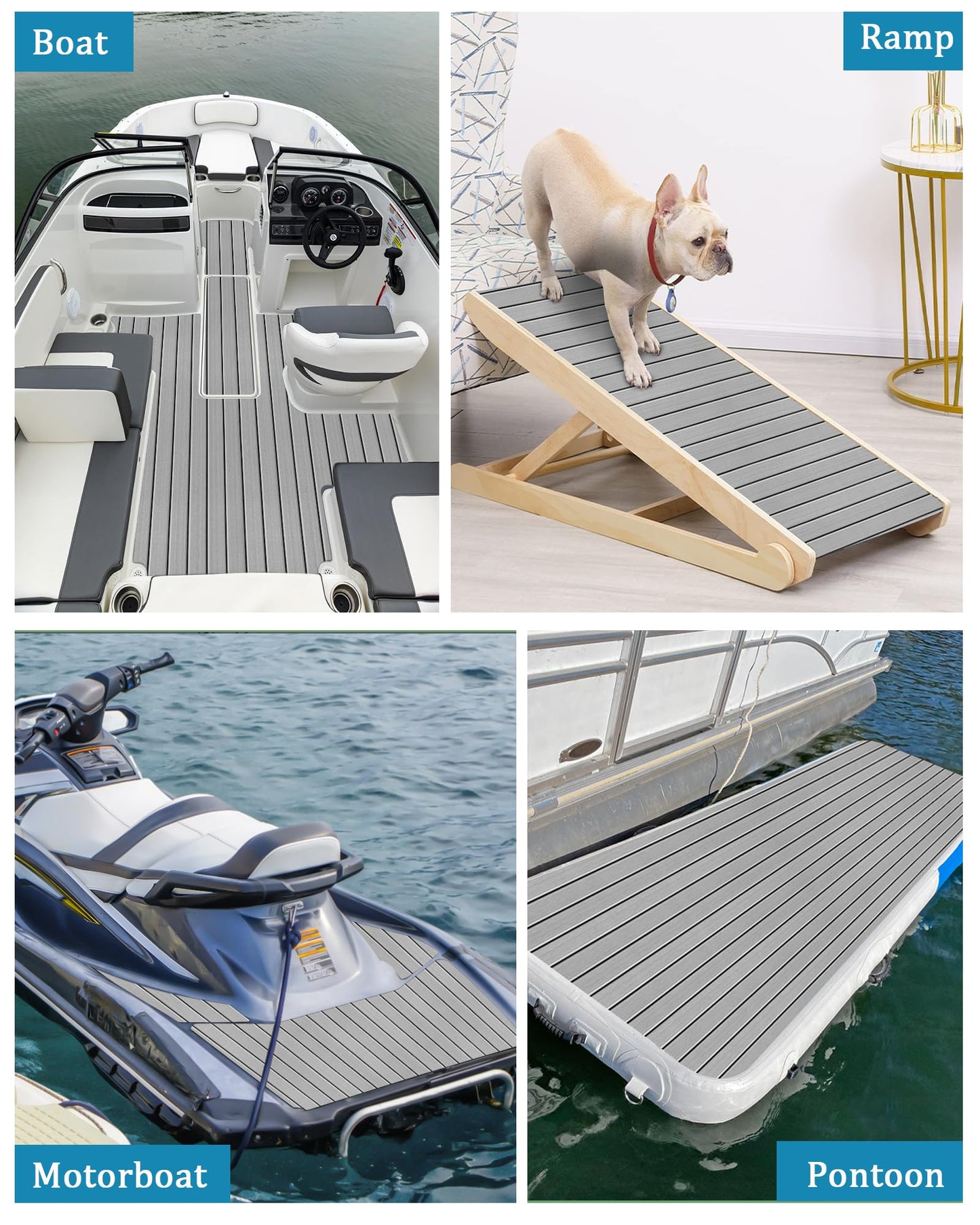 KXKZREN Boat Flooring EVA Foam Decking Sheet Faux Teak Marine Mat Non-Slip Boat Carpet Self-Adhesive Flooring for Jon Boats Motorboat RV Yacht Kayak Swim Platform 47.2 x 94.5 inch,31 sq.ft