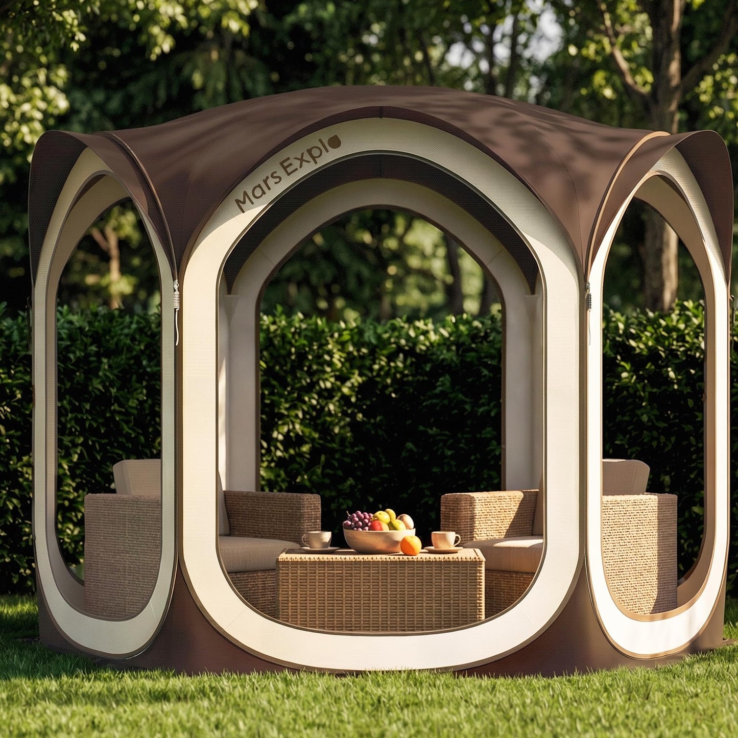 Mars Explo Screen Pop Up House Room Tent, Canopy Sun Shade Shelter for Patio, Backyard, Deck & Outdoor Activities, Portable Gazebo, Not Waterproof, 10'x10', Brown