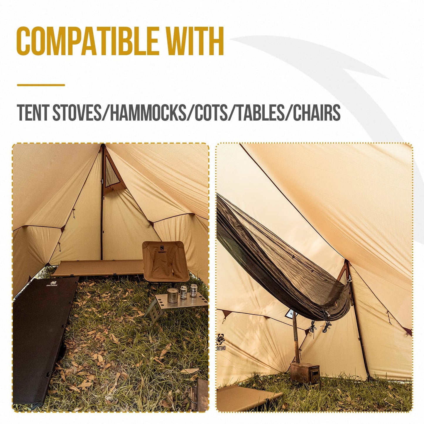 OneTigris ROCDOMUS Hot Tent with Stove Jack, 3000mm Waterproof, Versatile Lightweight Hammock Tent for Camping, Hiking, Backpacking, Bushcraft, Car Trips