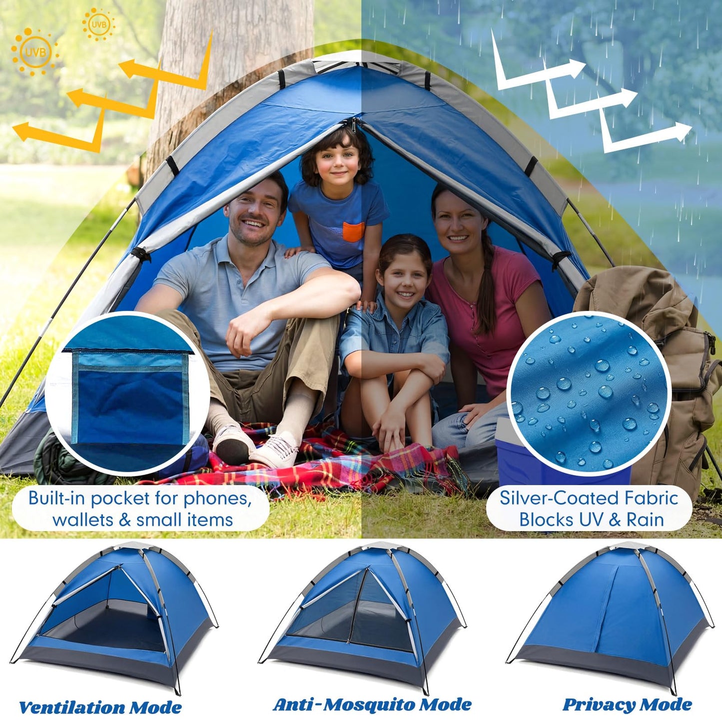 Woanger 12 Pack Bulk 2 Person Camping Tents for Homeless Lightweight Outdoor Tent with Rain Fly and Carrying Bag Waterproof Windproof Setup for Homeless Camping Backpacking(Blue)