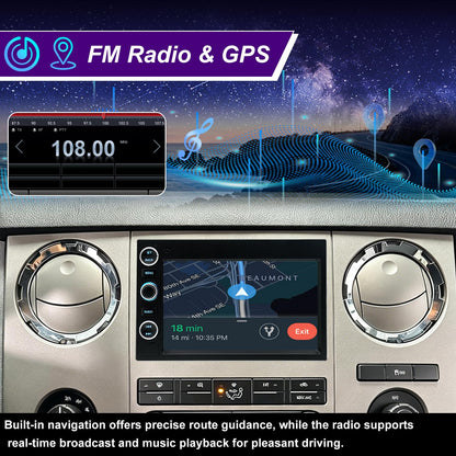 5GWiFi Radio for Ford F150 2004-2008, F250/F350 2006-2016, E150/E250/E350 2009-2014, Edge 2007-2010, Escape 2008-2012, Mustang Fusion Expedition Explorer 7"Touchscreen Stereo Carplay Android Auto GPS