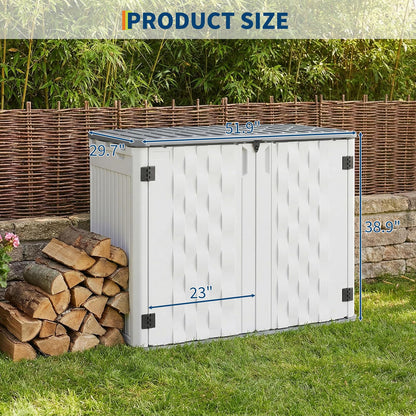 35 Cu ft Outdoor Storage Cabinet, Waterproof Outdoor Resin Storage Box, Outdoor Trash Can Storage for Patio Tools, Sofa Cushion, Lawn Mower and Garbage Cans