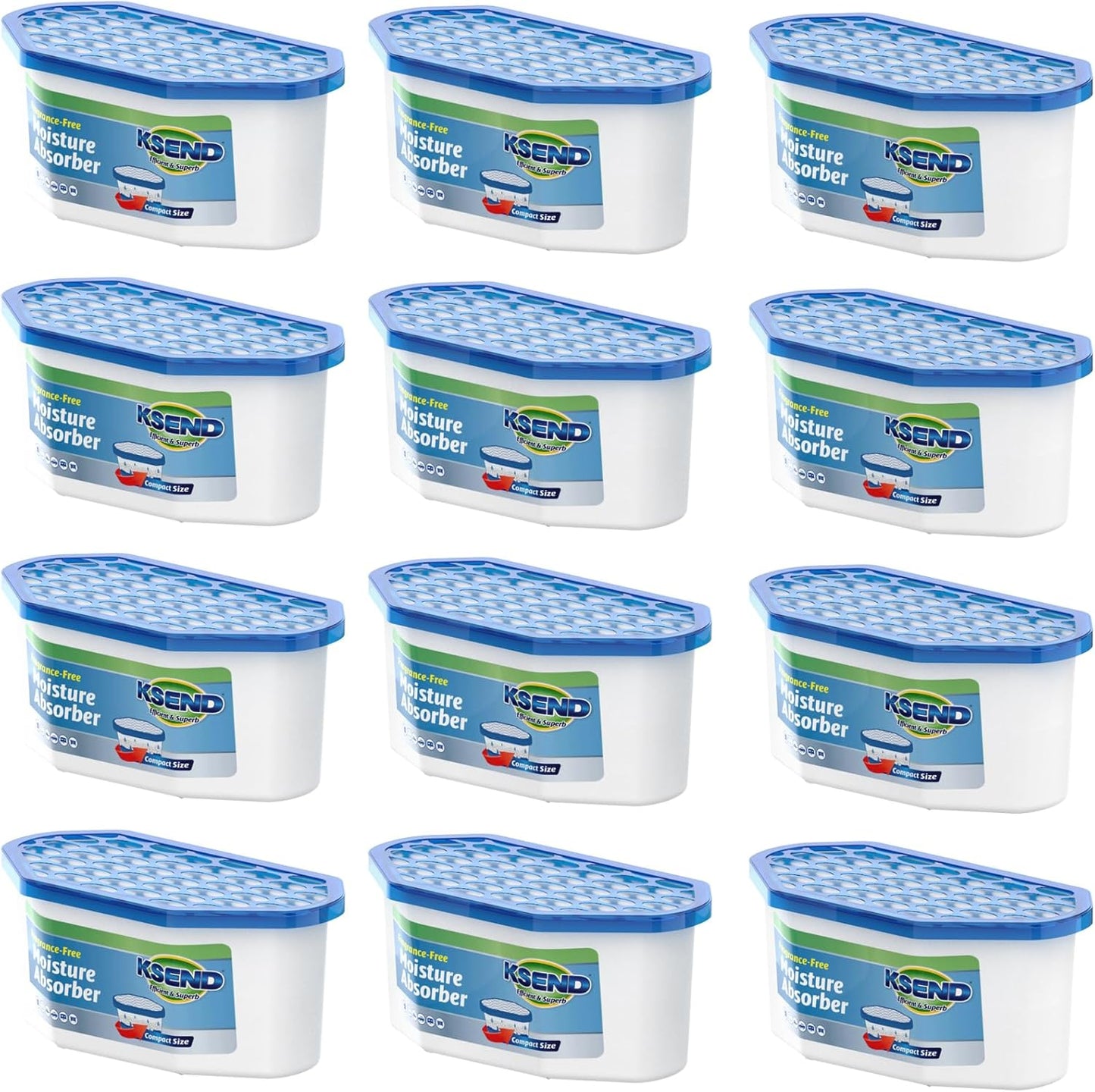 Ksend Moisture Absorbers - Efficient Humidity Control Dehumidifier | 12 Pack, Fragrance-Free, 6.4oz