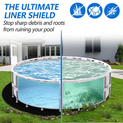 REGMICS 24ft Round Above Ground Pool Pad, 300G/M² (9oz/yz²) Heavy Duty Pool Mats for Floor, Seamless Puncture Resistant Under Pool Mat, Professional Ground Protector for Gravel & Concrete, Black