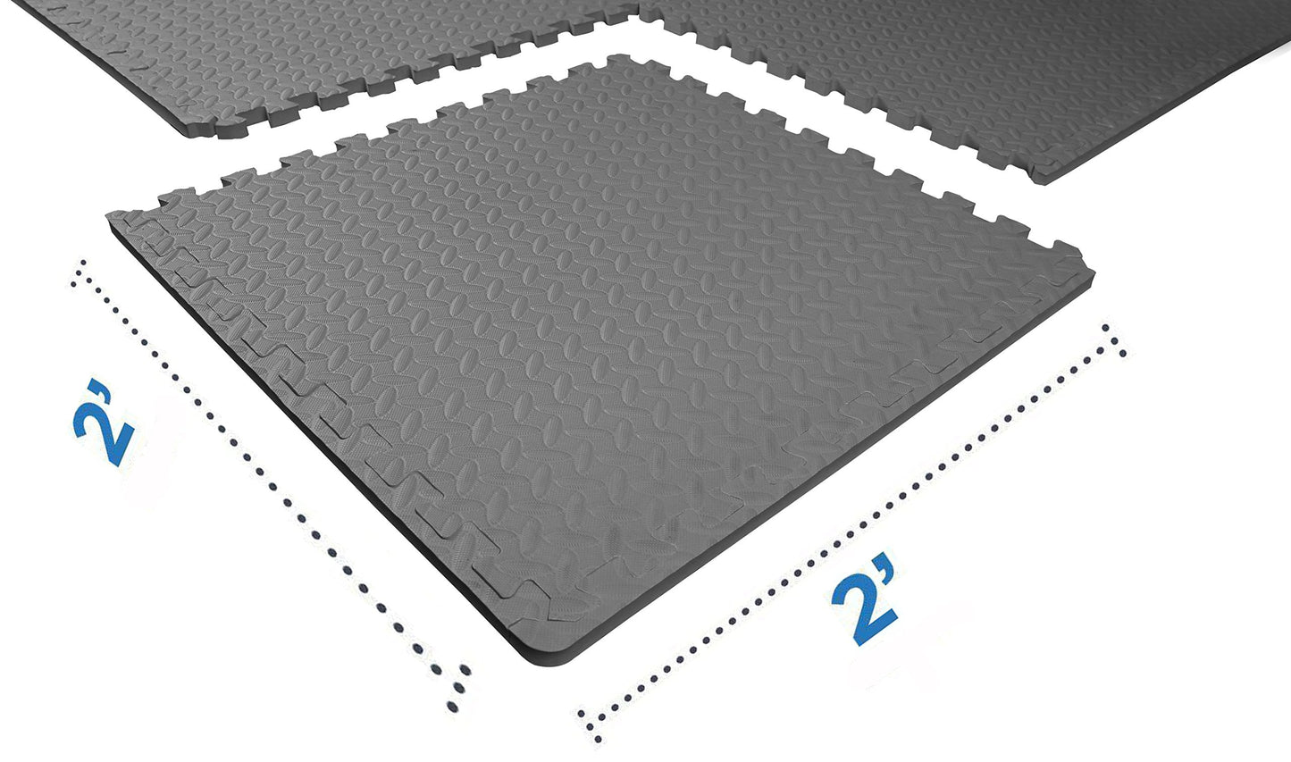Signature Fitness Puzzle Exercise Mat with EVA Foam Interlocking Tiles, Gray, 3/4” Thick, 24 Tiles, 96 Sq Ft