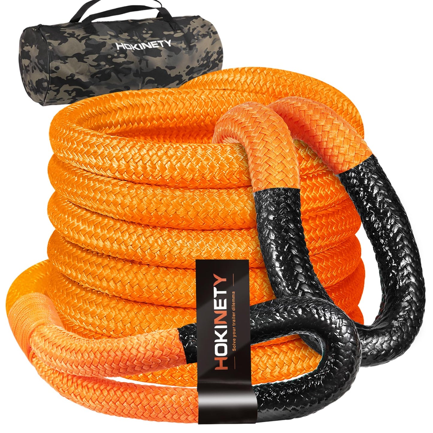 Kinetic Recovery Tow Rope: 1.26" x 30ft 55000LBS Snatch Strap Heavy Duty Offroad Towing Straps Kit for Trucks SUV UTV ATV Tractor Car Jeep - Orange