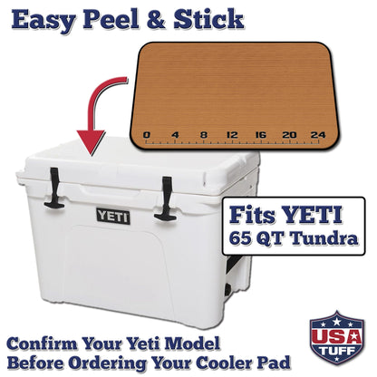 USATuff SeaDek EVA Mat Cooler Pad fits YETI 65 Tundra | Peel & Stick Application | Non Slip Comfort Accessories - 24" Fish Measuring Ruler (Mocha-Black)
