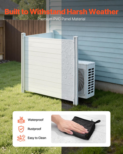 VEVOR Outdoor Privacy Screens, 50" W x 50" H Air Conditioner Fence, Pool Equipment Enclosure, Horizontal Vinyl Privacy Fence, Perfect to Enclose Trash Can and A/C Units (2-Panel)
