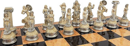 Greek Mythology Olympus Gods Zeus vs Poseidon Set of Chess Men Pieces Antique White - NO Board
