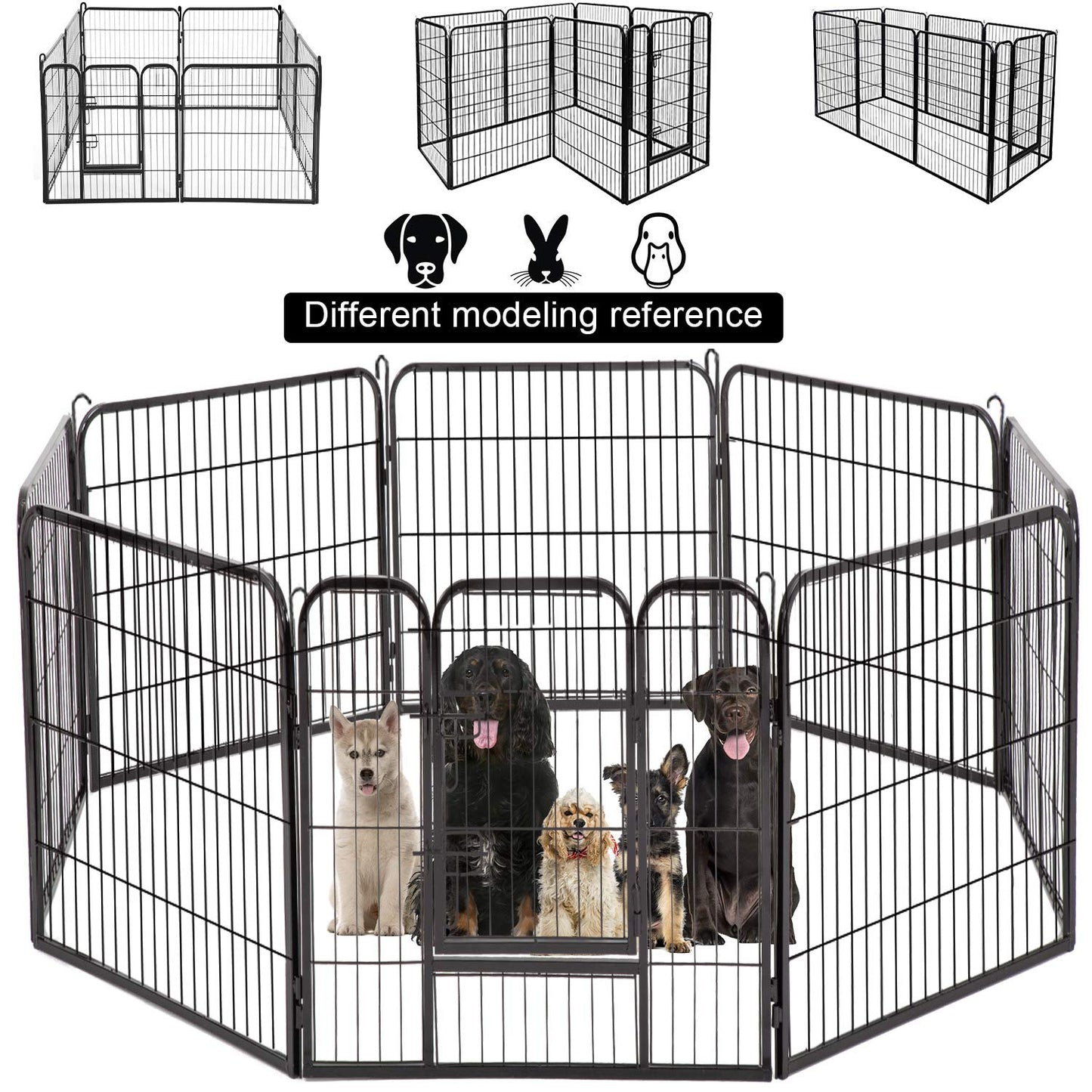 BestPet Dog Pen Extra Large Indoor Outdoor Dog Fence Playpen Heavy Duty 8 Panels 40 Inches Exercise Pen Dog Crate Cage Kennel Black