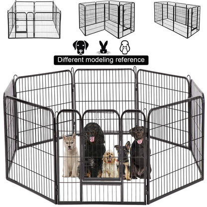 BestPet Dog Pen Extra Large Indoor Outdoor Dog Fence Playpen Heavy Duty 8 Panels 40 Inches Exercise Pen Dog Crate Cage Kennel Black