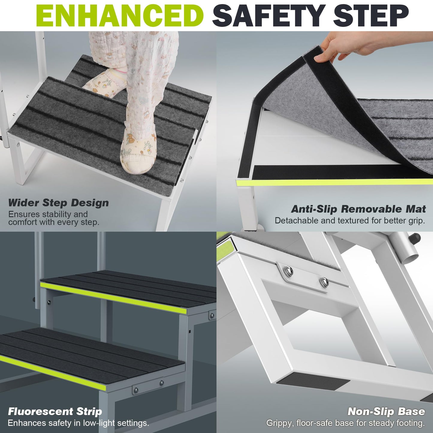 DEPSUNNY RV Step Stool with Handrail, 2 Steps 2 Handrails, Wider Platform, Anti-Slip Mats, Step Stool with Handle for Elderly, Portable RV Stairs for Hot Tub/Camper/Mobile Home/SPA Pool/Pet Stairs