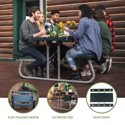 LIFETIME 6-Foot Classic Folding Picnic Table, Seats 8, Green