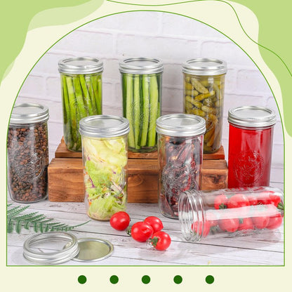Anwoi Mason Jars 24 oz Wide Mouth with Measurement Marks–12Pack Glass Canning Jars with Airtight Leakproof Lids & Bands, BPA-Free for Meal Prep, Fermentation, Pickling & Storage (clear 6pack 24oz)