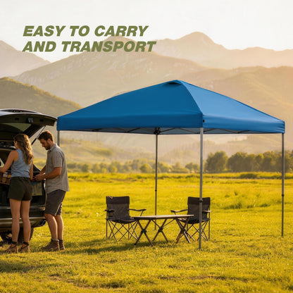 HYPER VENTURE 10x10ft Pop Up Canopy Tent with One Push Setup, Portable Outdoor Event Shelter with Rolling Carry Bag for Camping, Beach, Market, Patio (Blue)