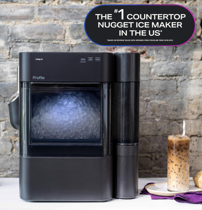 GE Profile Opal 2.0 Ultra Nugget Ice Maker with .75 Gallon Side Tank and Scale Inhibiting Filter, Scoop Included, 38 lbs in 24 Hours, Pellet Ice Machine with WiFi & Smart Connected, Black