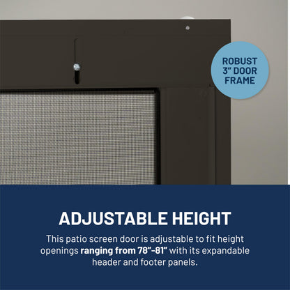 RiteScreen KD Mfit Sliding Screen Door Replacement, Ready-to-Assemble, Easy DIY, Bronze, 48" - PetScreen – Adjustable Patio Screen Door Kit for Openings 78” - 81” Tall – Fits 95% of Doors in U.S.