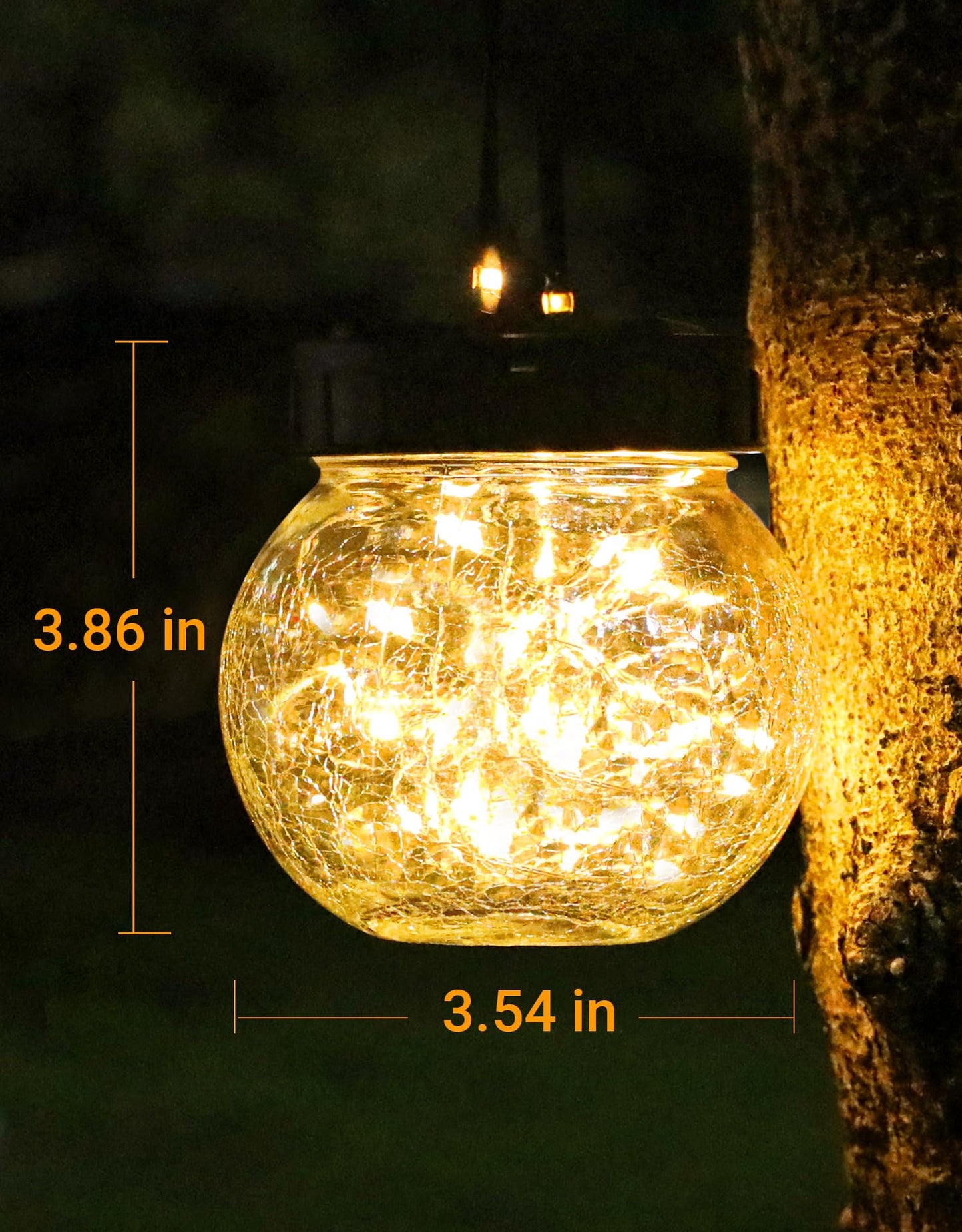 PARTPHONER Solar Lights Outdoor Waterproof 24-Pack, Solar Powered Hanging Lantern Cracked Glass Hanging Globes for Yard Decor Christmas Decoration, Shepherd Hook, Garden Tree Table Ornaments, Warm