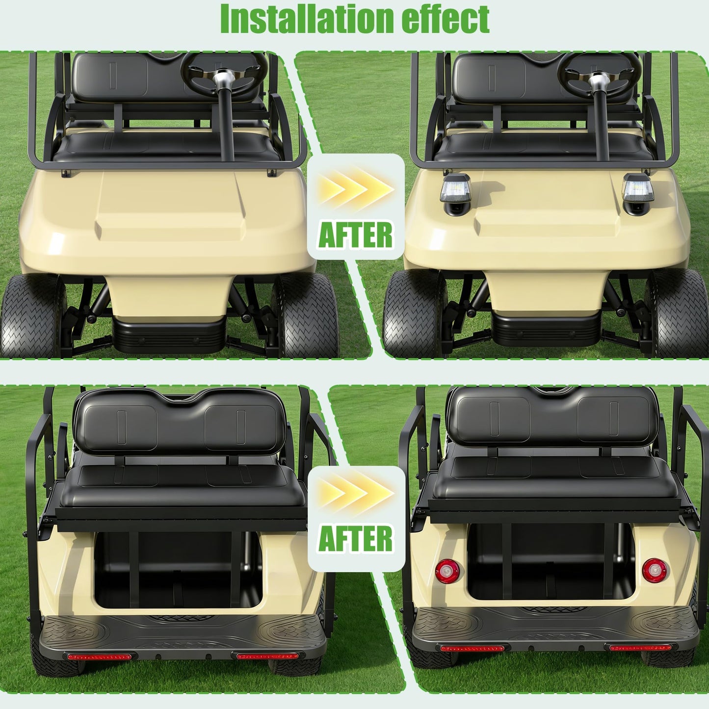 10L0L Golf Cart Light Kit - Headlight & Taillight Set with Switch for Club Car DS Precedent EZGO TXT 1981-up, Easy Installation