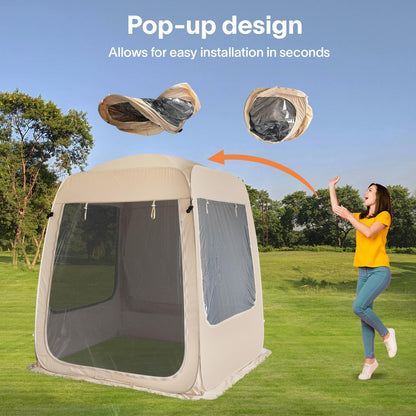 EighteenTek SUV Tent Attachment for Camping with Mesh Walls and PVC - 5 Person Car Cabana - All Weather Proof Pod Shelter Pop Up Clear View Tailgate Tent for Car SUV Van, 7’X7’X7.2’H