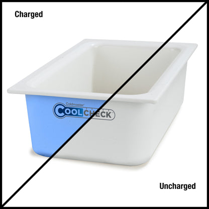 Carlisle FoodService Products Coldmaster Coolcheck Full Size Food Pan Insulated Food Pan with Refrigerant Gel Filling, Plastic, 15 Quarts, White, Blue