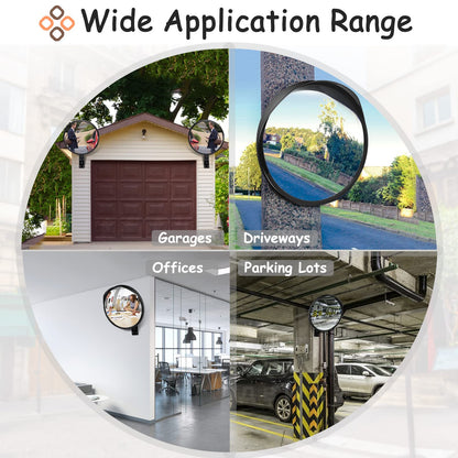 Hydencamm Convex Safety Mirror 𝟮𝟰" 𝗔𝗿𝗰𝘆𝗹𝗶𝗰 𝗗𝗿𝗶𝘃𝗲𝘄𝗮𝘆 𝗠𝗶𝗿𝗿𝗼𝗿, Outdoor Security Mirror Extends View with Adjustable for Bracket, Warehouse, Parking, Garage, Office, Home, Factory