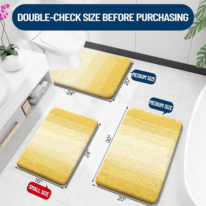 OLANLY Bathroom Runner Rug - Extra Soft Microfiber Mat | Quick Dry, Washable, 59x24 Inches, Yellow