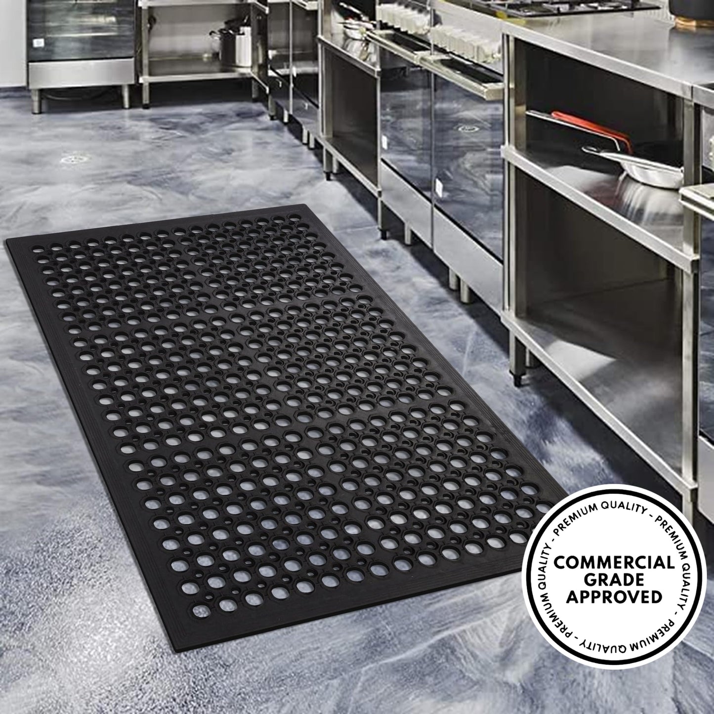 A1 Home Collections New All Purpose Anti Fatigue Versatile Rubber Floor Non-Slip Mat with Drain Holes, Workplace Mat, Restaurant Kitchen Mat, Commercial Utility Garage Floor Mat - 36" x 60" (2 Pack)