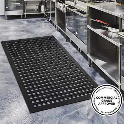 A1 Home Collections New All Purpose Anti Fatigue Versatile Rubber Floor Non-Slip Mat with Drain Holes, Workplace Mat, Restaurant Kitchen Mat, Commercial Utility Garage Floor Mat - 36" x 60" (2 Pack)