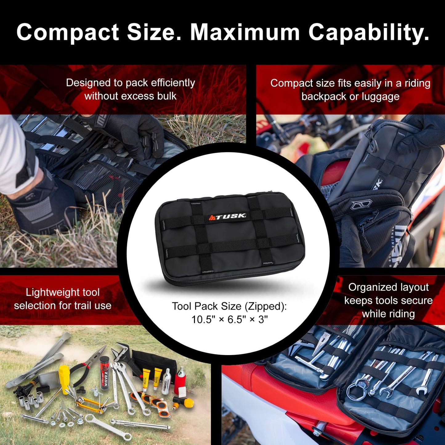 Tusk Compact Motorcycle Essentials Trail Saver Tool Kit (Axle Wrench 22mm/32mm) Compatible with Honda CRF250R 2004-2026/CRF250RX 2019-2026/CRF250X/CRF450X 2004-2026
