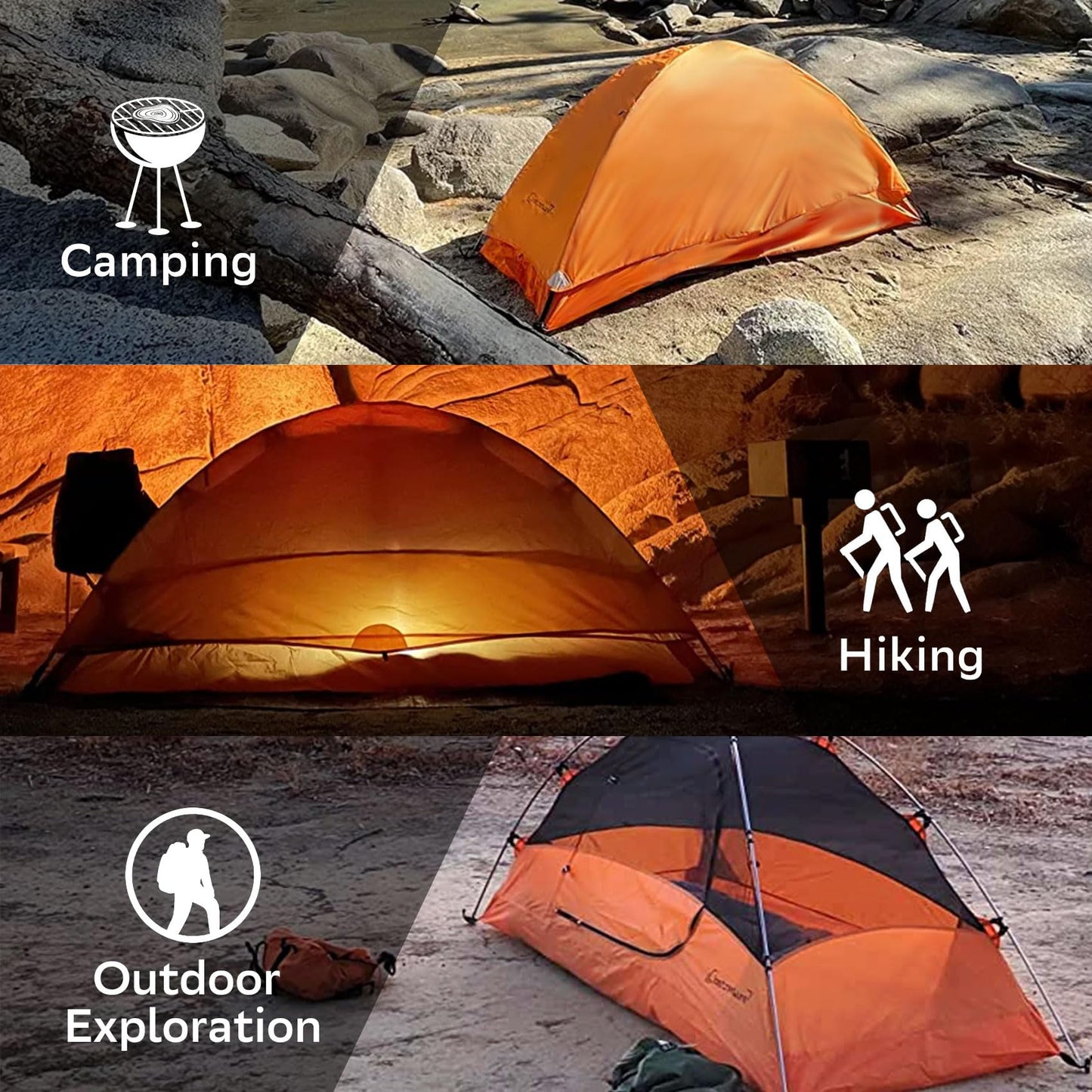 Clostnature Lightweight Tent for Backpacking - 4 Person Ultralight Backpacking Tent, Waterproof Easy Setup Camping Tent, Hiking Tents for Outdoor, Hiking and Mountaineering