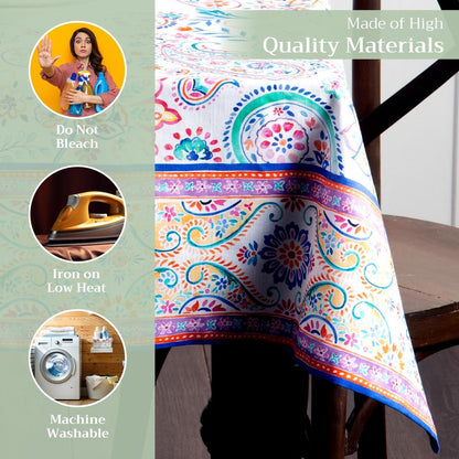 Maison d' Hermine Table Cloth Rectangle Table 100% Cotton 60 x 108 Inches Tablecloth Reusable Decorative for Dining Kitchen Room Farmhouse Home Gifts for Mothers Day Spring Summer - Indian Floral