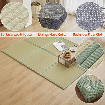 KITBRHOME Japanese Tatami Mat,(Queen, 79" x 59" x 0.5") 100% Rush Grass Portable Folding Mat Futon Mattress Firm Traditional Floor Bed (Queen)